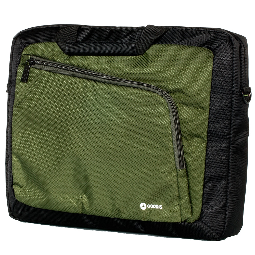 Geanta laptop Goodis, 15.6", Negru/Verde + Mouse
