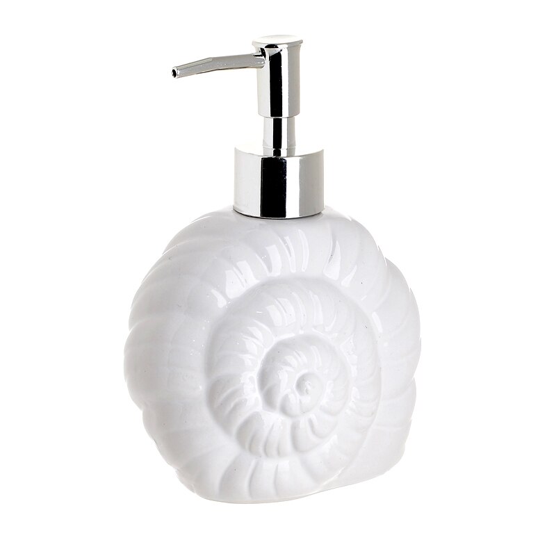 Recipient pentru sapun lichid model scoica spirala culoare alb 11X6X16 cm