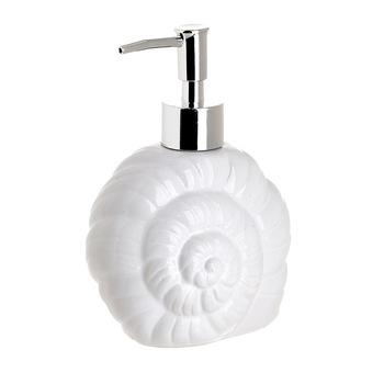 Recipient pentru sapun lichid model scoica spirala culoare alb 11X6X16 cm Recipient pentru sapun lichid model scoica spirala culoare alb 11X6X16 cm