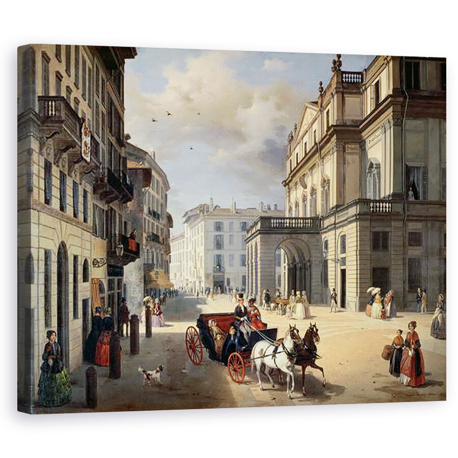 Tablou canvas - Angelo Inganni - Fatada Teatrului La Scala, 60 x 75 cm