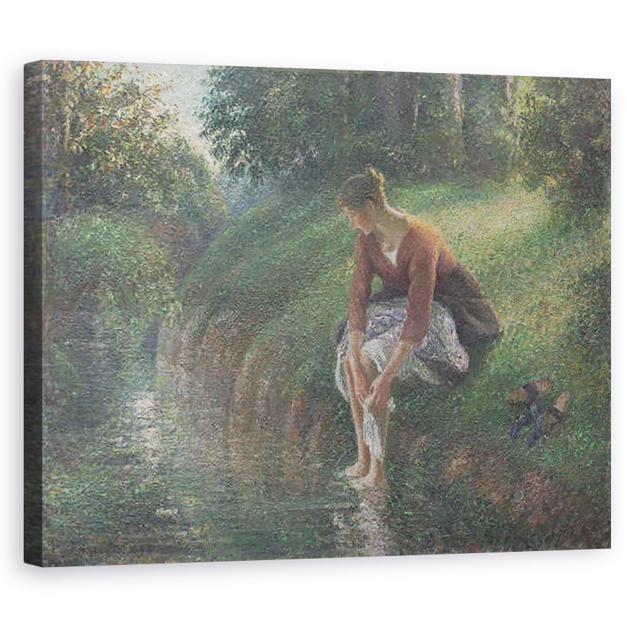 Tablou canvas - Camille Pissarro - Femeie scalda picioarele ei intr-un parau, 40 x 50 cm