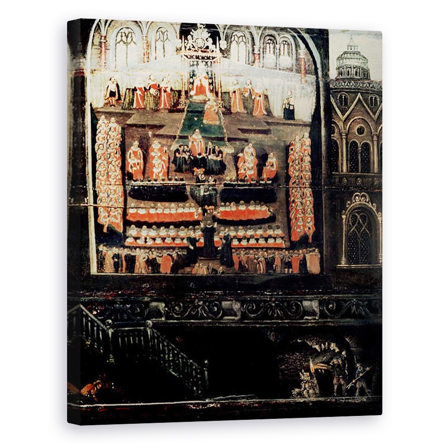 Tablou canvas - Scoala Engleza - Partea dreapta a Diptych arata Parlamentul lui Iacob I al Angliei, al VI-lea al Scotiei 1566-1625 si Plotul prafului de pusca, 60 x 75 cm