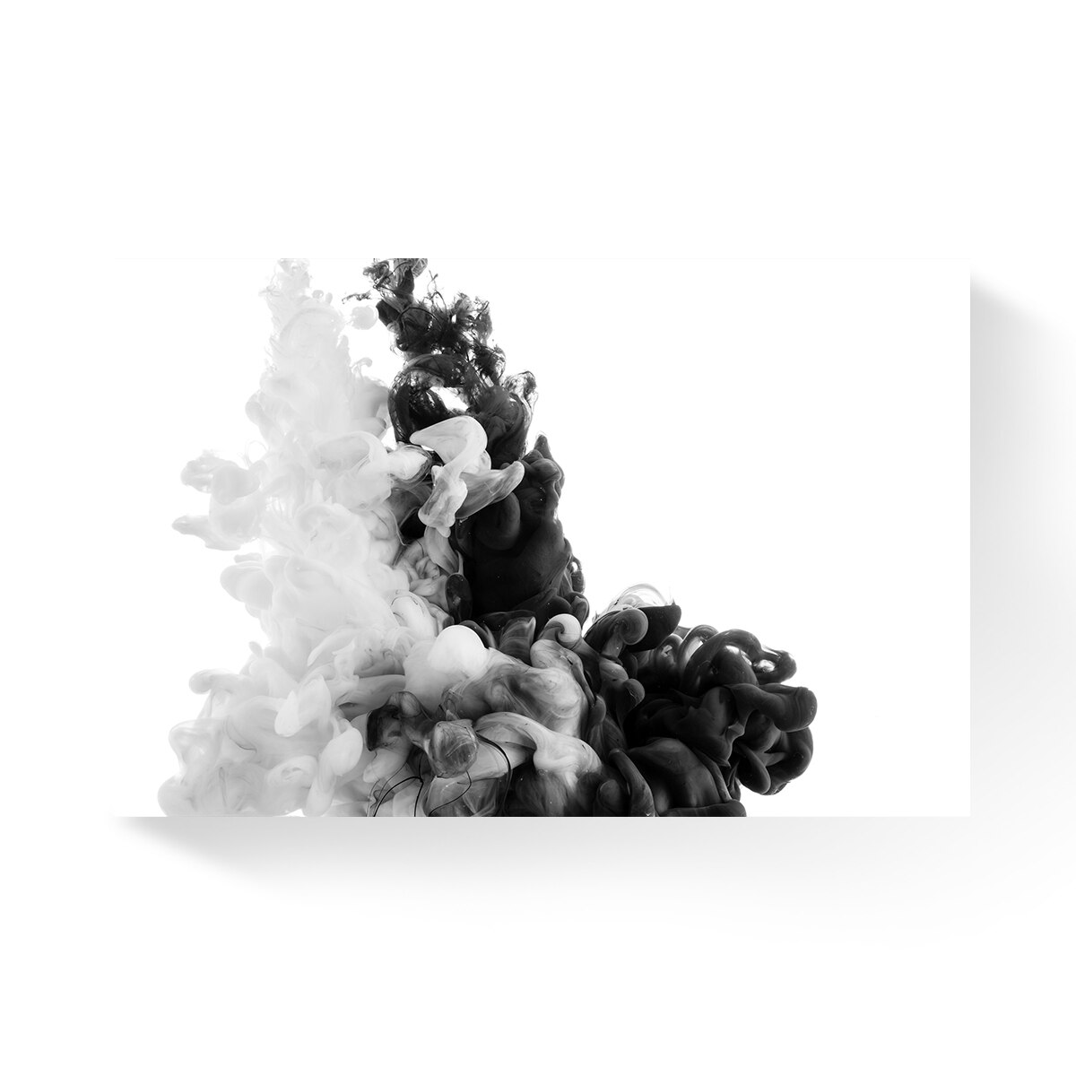 Tablou Canvas - Vopsea acrlilica in apa, Nori, Fluid, Dinamic, Abstarct, Alb/Negru, 60 x 90 cm