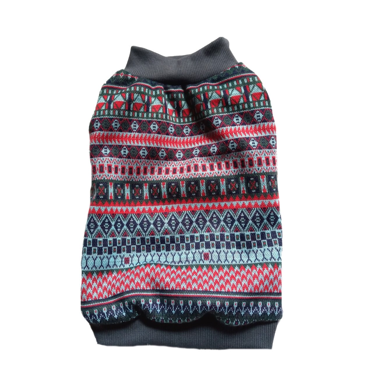 Pulover Petas cu imprimeu multicolor, toamna -iarna, caini/pisici, marime XL 40-45 cm