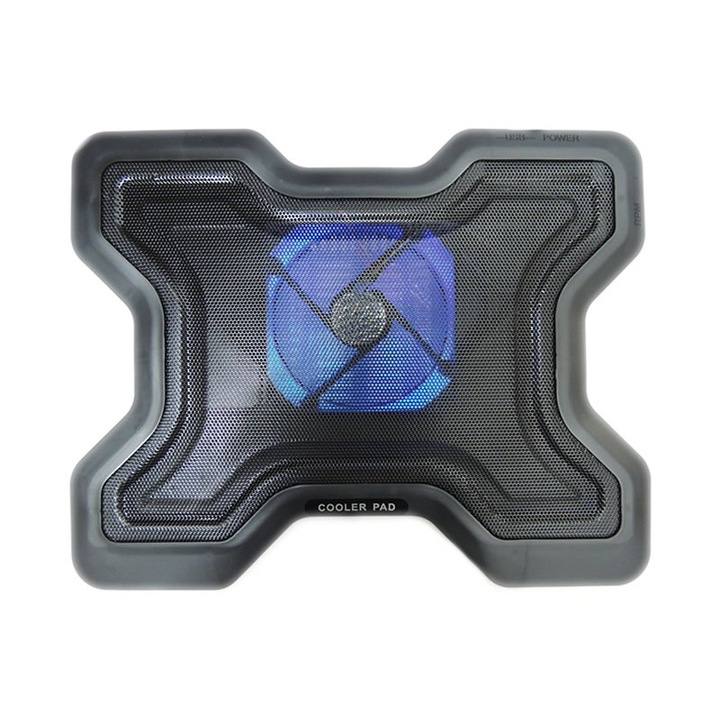 Cooler laptop elSales ELS-878 , 1 ventilator , LED albastru , port suplimentar USB , negru