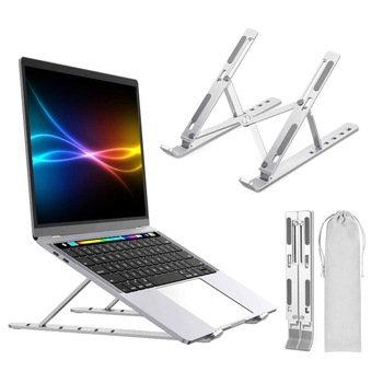 Suport Laptop reglabil, Stand pliabil, aluminiu, argintiu Suport Laptop reglabil, Stand pliabil, aluminiu, argintiu