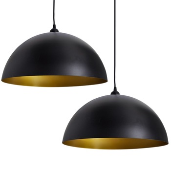 Set 2 lustre semisferice, vidaXL, Metal, 50/60 Hz, E27, 35 x 17 cm, Negru Set 2 lustre semisferice, vidaXL, Metal, 50/60 Hz, E27, 35 x 17 cm, Negru