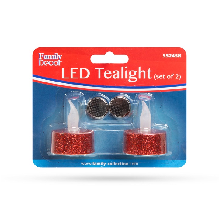 Family, LED-es teamécses AJÁNDÉK ELEMMEL, Lobogó gyertyalánghatás, 4 cm