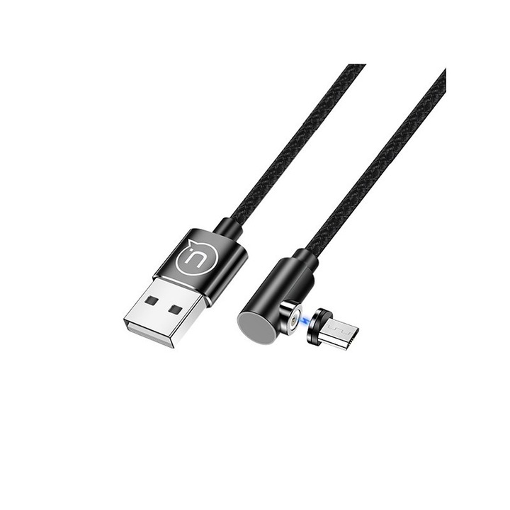 Cablu Incarcare Usams Magnetic 1m, microusb Cu Mufa Detasabila Magnetica, negru -u54 Sj446usb01