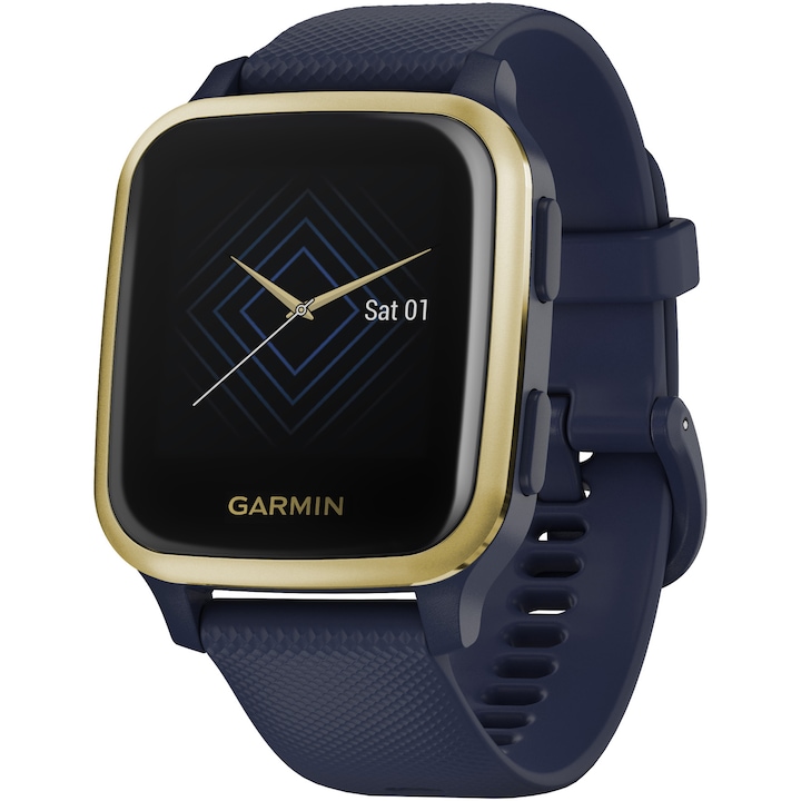 Смарт часовник Garmin Venu Sq, 39.5 mm, Captain Blue/Light Gold
