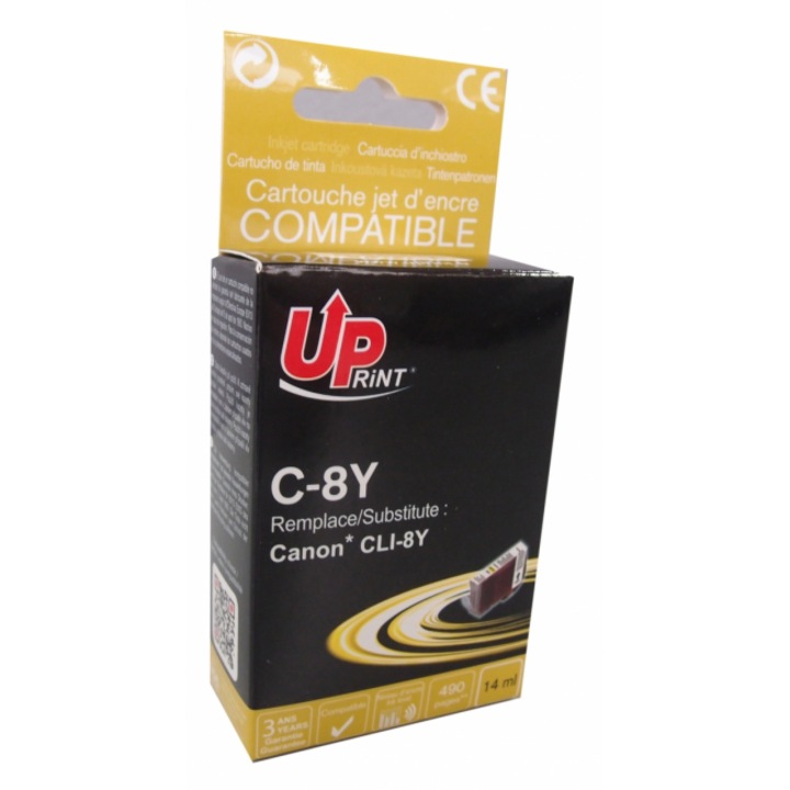 Cartus de cerneala UPRINT CLI8 CANON, cu chip, Galben
