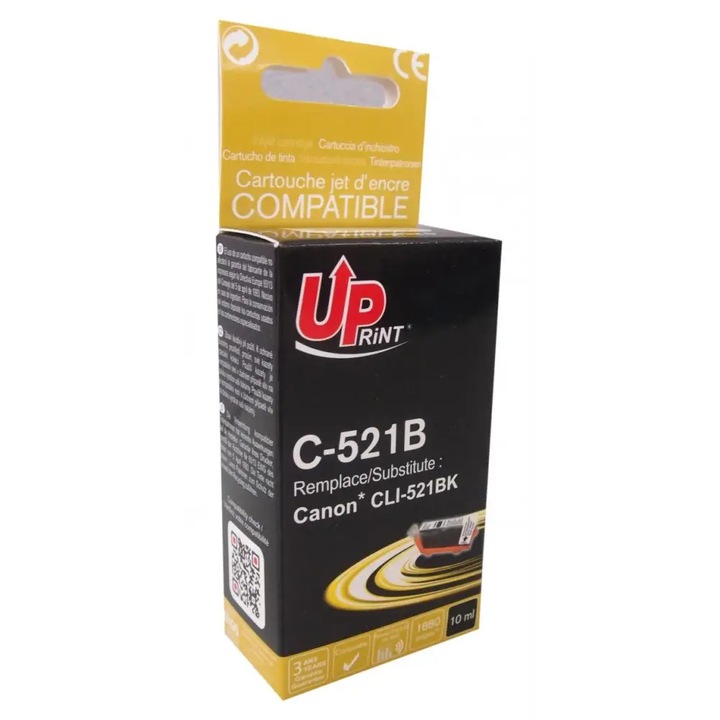 Cartus de cerneala UPRINT CLI521 CANON, cu chip, Negru
