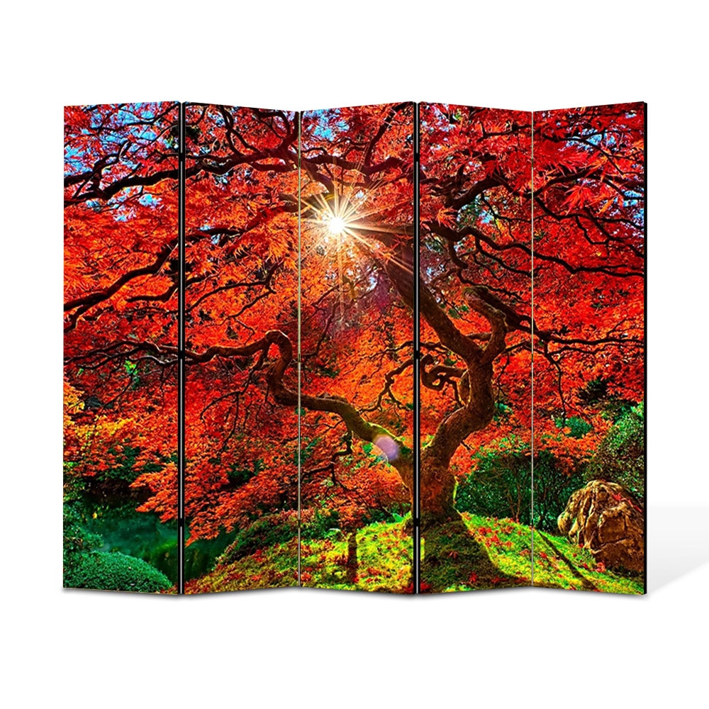 Paravan 5 piese Premium Heartwork TrueColor, Copacul vietii, Panza pe cadru de lemn, Decoratiuni Moderne pentru Casa, 5 Panouri de 45x150, 225 x 150 cm