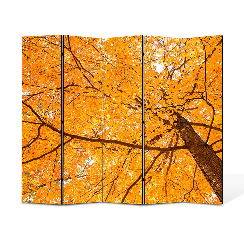 Paravan 5 piese Premium Heartwork TrueColor, Privind spre coroana copacului, Panza pe cadru de lemn, Decoratiuni Moderne pentru Casa, 5 Panouri de 45x150, 225 x 150 cm