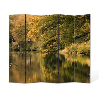 Paravan 5 piese Premium Heartwork TrueColor, Cabana ascunsa pe malul lacului, Panza pe cadru de lemn, Decoratiuni Moderne pentru Casa, 5 Panouri de 45x150, 225 x 150 cm Paravan 5 piese Premium Heartwork TrueColor, Cabana ascunsa pe malul lacului, Panza pe cadru de lemn, Decoratiuni Moderne pentru Casa, 5 Panouri de 45x150, 225 x 150 cm