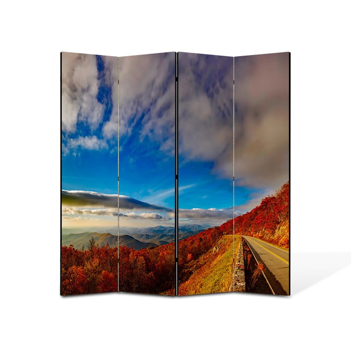 Paravan 4 piese Premium Heartwork TrueColor, Nori de vreme buna, Panza pe cadru de lemn, Decoratiuni Moderne pentru Casa, 4 Panouri de 45x180, 180 x 180 cm