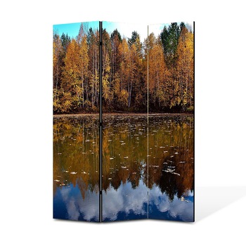 Paravan 3 piese Premium Heartwork TrueColor, Frunze plutind in reflexia lacului, Panza pe cadru de lemn, Decoratiuni Moderne pentru Casa, 3 Panouri de 35x150, 105 x 150 cm Paravan 3 piese Premium Heartwork TrueColor, Frunze plutind in reflexia lacului, Panza pe cadru de lemn, Decoratiuni Moderne pentru Casa, 3 Panouri de 35x150, 105 x 150 cm