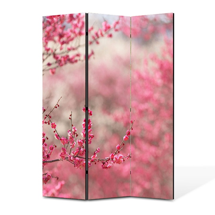 Paravan 3 piese Premium Heartwork TrueColor, Livada cu copaci infloriti, Panza pe cadru de lemn, Decoratiuni Moderne pentru Casa, 3 Panouri de 35x150, 105 x 150 cm