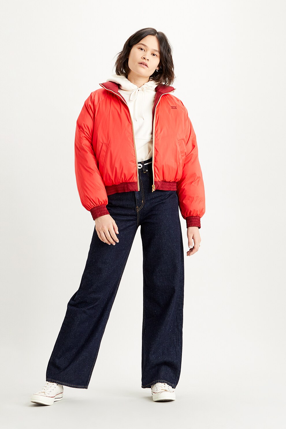 Levi's, Geaca reversibila cu aspect matlasat Lydia, Rosu/Oranj