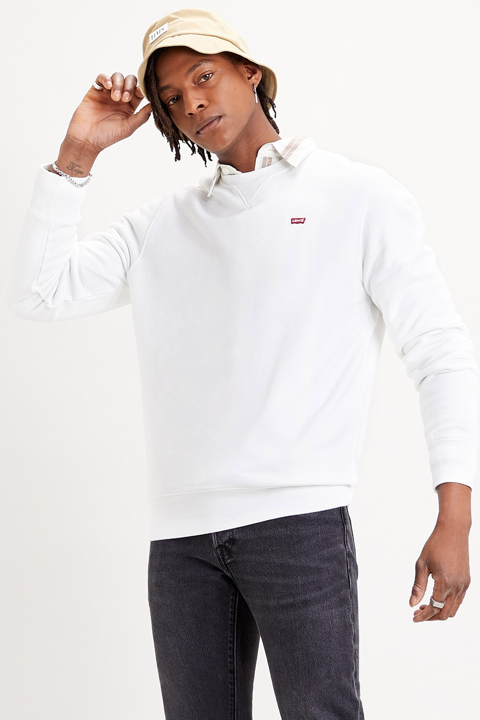 Levi's, Bluza sport cu logo brodat New Original, Alb, L