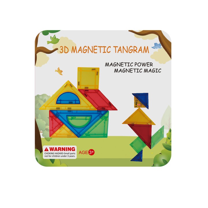 Joc de Constructie Magnetic Tangram 7 piese
