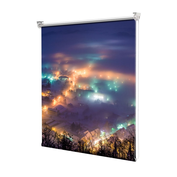 Rolete Art Shade tip Jaluzele cu Rulou si sistem inclus, Oras noaptea, Decoratiuni, Latime 115 cm x Inaltime 250 cm