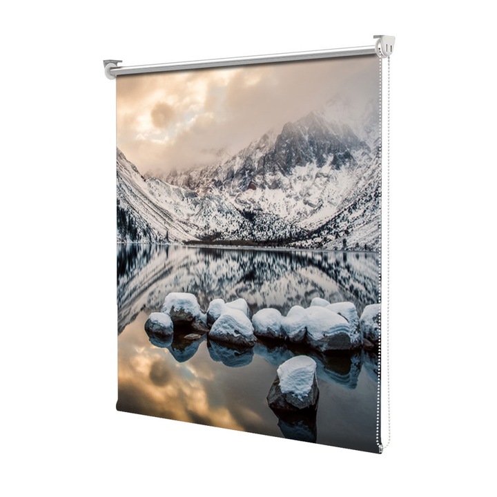 Rolete Art Shade tip Jaluzele cu Rulou si sistem inclus, Zapada si oglinda, Decoratiuni, Latime 45 cm x Inaltime 130 cm