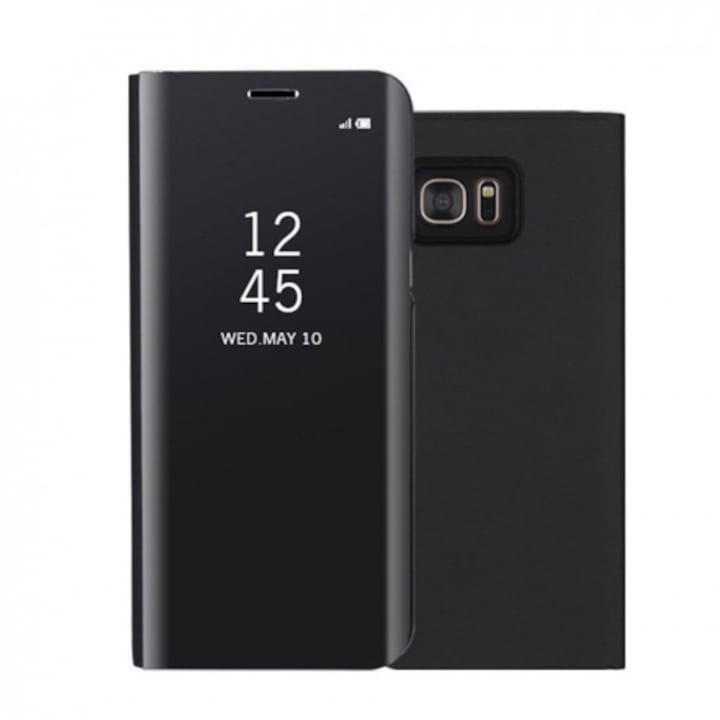 Samsung Galaxy S7 Edge flip Cover fekete tükör tok