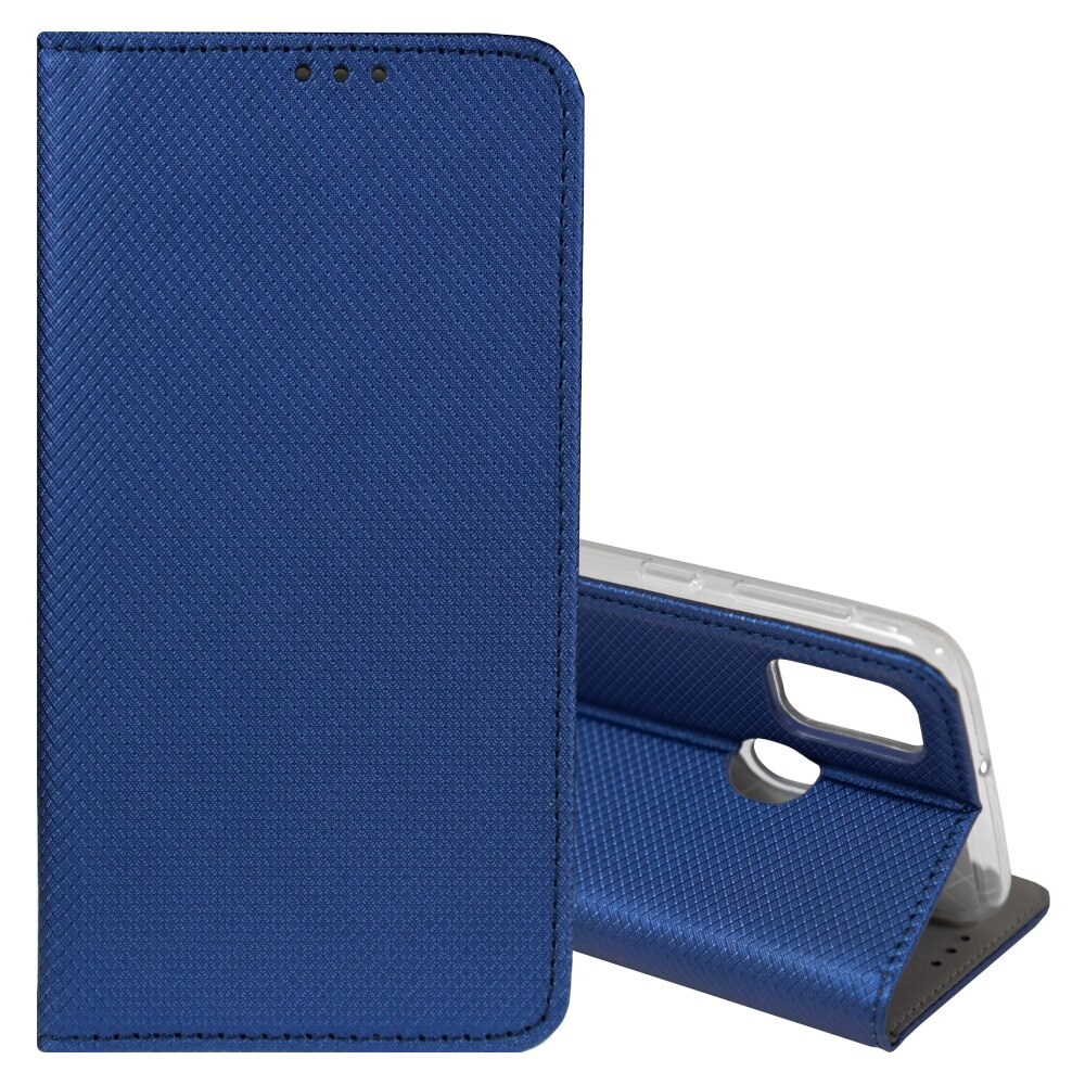 Husa Carte Smart cu Inchidere Magnetica pentru Samsung Galaxy M21, Navy
