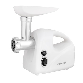 Masina de tocat carne Rohnson R5412, 1500W, revers, 3 site, accesorii de carnati si rosii, Alb Masina de tocat carne Rohnson R5412, 1500W, revers, 3 site, accesorii de carnati si rosii, Alb
