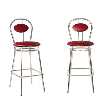 Set 2 scaune de bar TIZIANO Hoker, Carmin piele ecologica