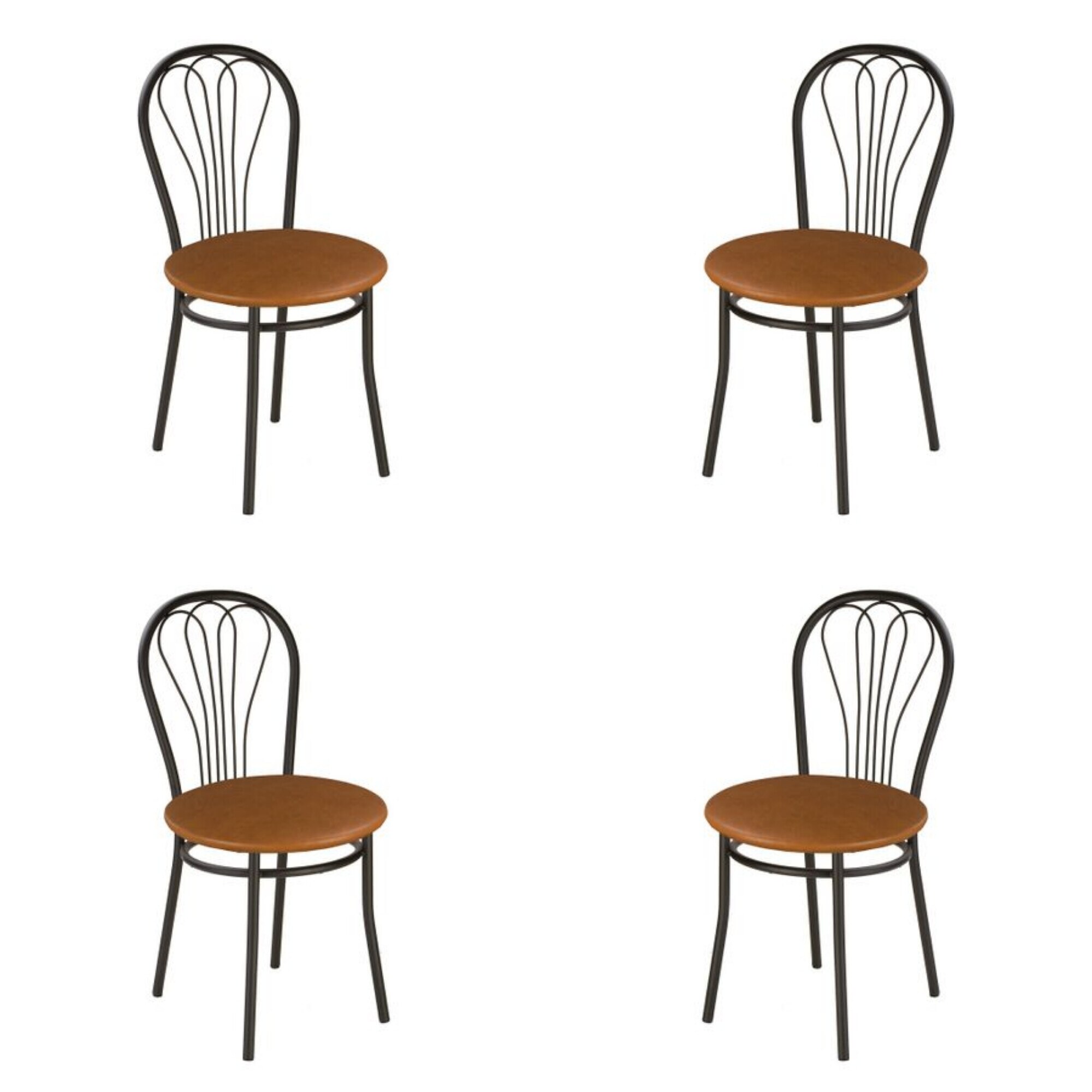 Set 4 scaune bucatarie VENUS Black, Aramiu piele ecologica