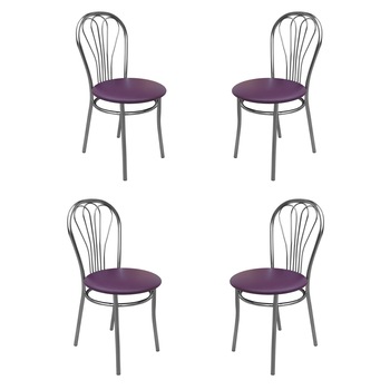 Set 4 scaune bucatarie VENUS, Mov piele ecologica Set 4 scaune bucatarie VENUS, Mov piele ecologica