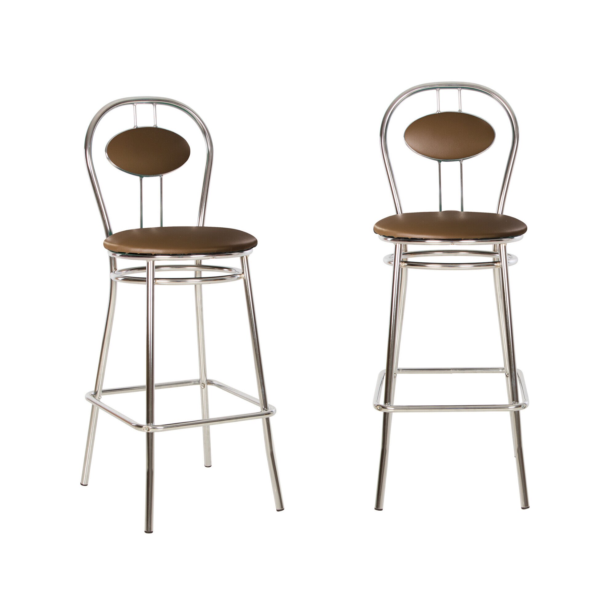 Set 2 scaune de bar TIZIANO Hoker, Maro piele ecologica