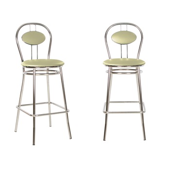 Set 2 scaune de bar TIZIANO Hoker, Oliv piele ecologica