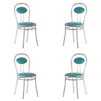 Set 4 scaune dining Tiziano, cadru cromat, piele ecologica, verde pin Set 4 scaune dining Tiziano, cadru cromat, piele ecologica, verde pin