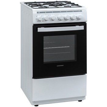Aragaz mixt Heinner HFSC-V60LITGC-WH, 4 arzatoare gaz, Dispozitiv de siguranta plita, Aprindere electrica, Cuptor electric, Timer, Grill, Clasa A, 50 cm, Alb Aragaz mixt Heinner HFSC-V60LITGC-WH, 4 arzatoare gaz, Dispozitiv de siguranta plita, Aprindere electrica, Cuptor electric, Timer, Grill, Clasa A, 50 cm, Alb