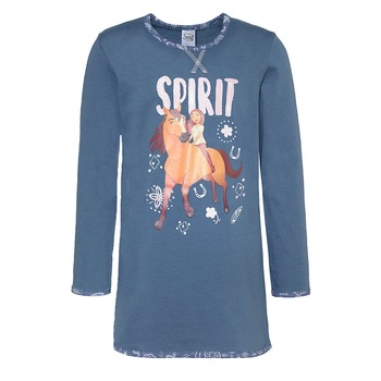 Bluza de pijama tip rochita fete Spirit, albastra Bluza de pijama tip rochita fete Spirit, albastra