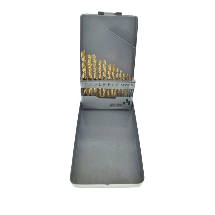 Set 13 burghie HSS Titan, pentru metal, de la 1.5 la 6.5mm, in trusa metalica 6.5 mm