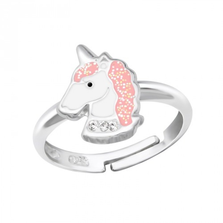Inel din argint pentru fetite model Unicorn, Boutique 23, cutie bijuterie, argintiu