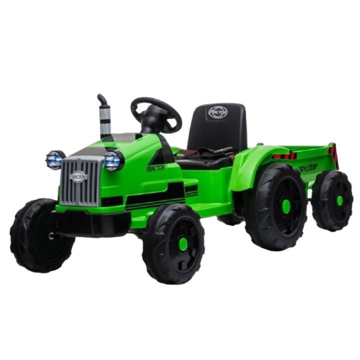 Tractor electric Malipen cu remorca si telecomanda, verde