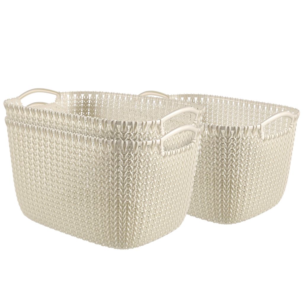Set de 3 cosuri de depozitare, Curver, Polipropilena, 40 x 29 x 24 cm, Alb