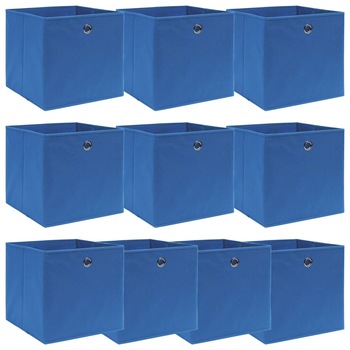 Set de 10 cutii de depozitare, vidaXL, Tesatura, 32x32x32 cm, Albastru Set de 10 cutii de depozitare, vidaXL, Tesatura, 32x32x32 cm, Albastru
