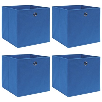 Set de 4 cutii de depozitare, vidaXL, Tesatura, 32x32x32 cm, Albastru