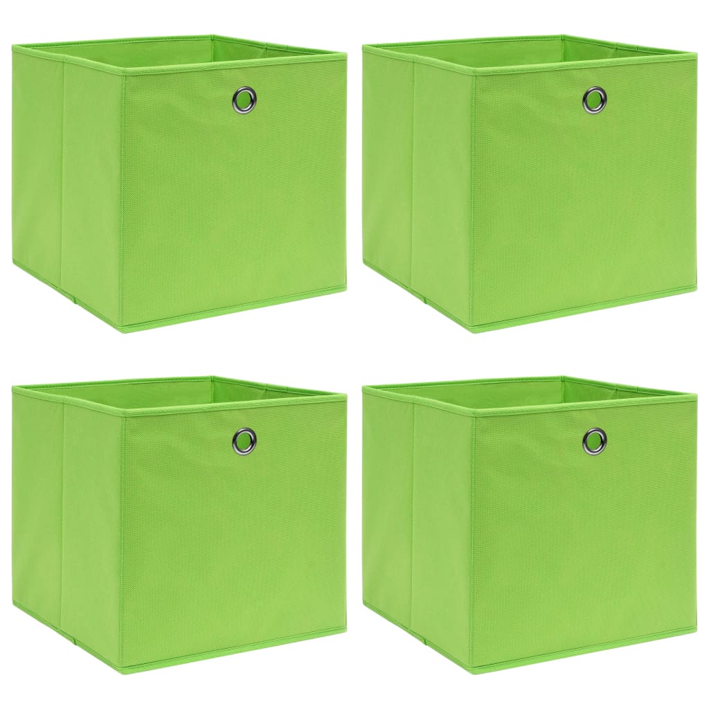 Set de 4 cutii de depozitare, vidaXL, Tesatura, 32x32x32 cm, Verde