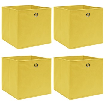 Set de 4 cutii de depozitare, vidaXL, Tesatura, 32x32x32 cm, Galben