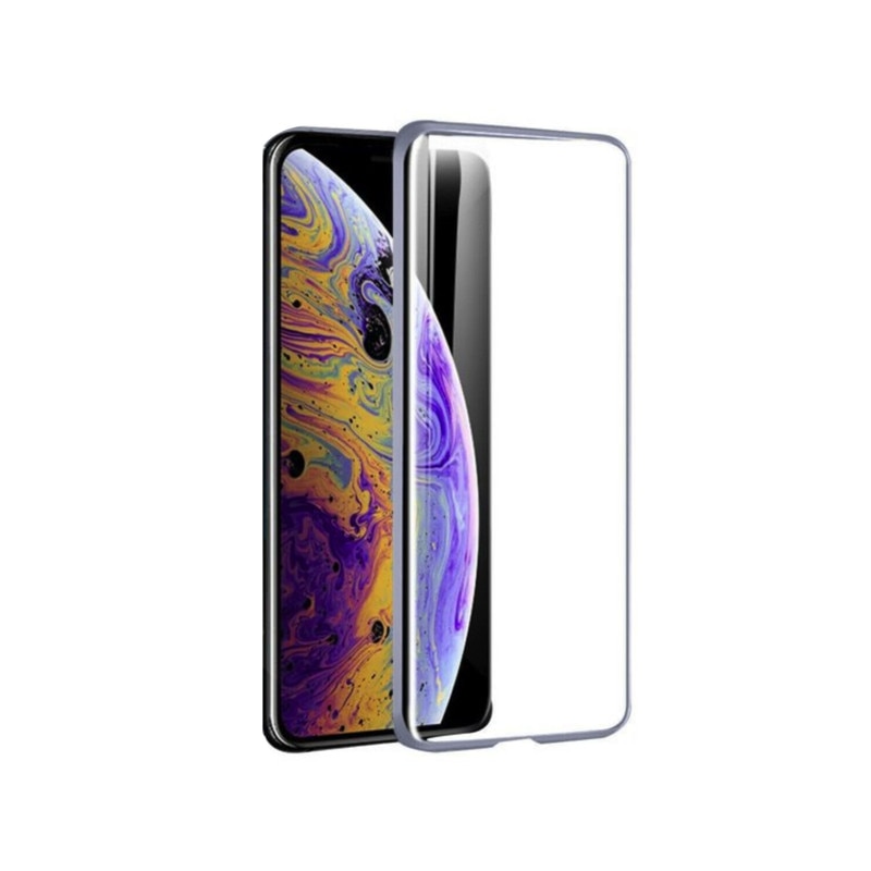 Husa cu Bumper Magnetic si Spate din Sticla Securizata pentru Galaxy S10 Plus Silver