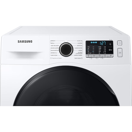 Masina de spalat rufe cu uscator Samsung WD90TA046BE/LE, Spalare 9 kg, Uscare 6 kg, 1400 RPM, Clasa B, Eco Bubble, Bubble Soak, Steam, Airwash, Motor Digital Inverter, Alb