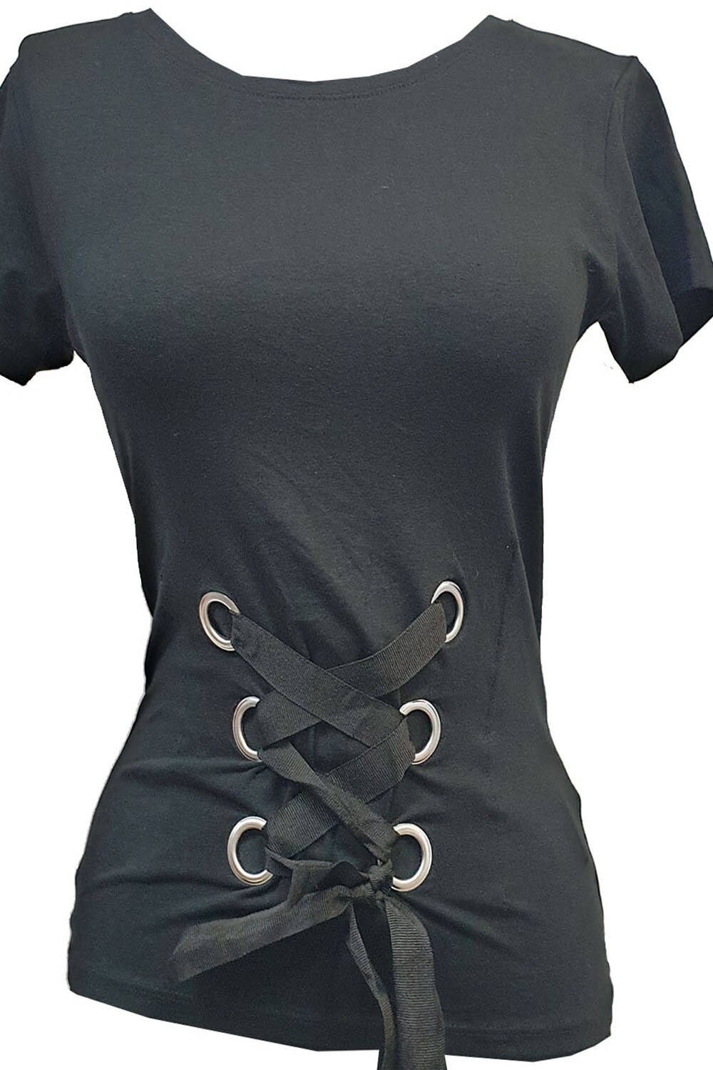 Tricou dama Tally Weijl, model cu sireturi, Negru