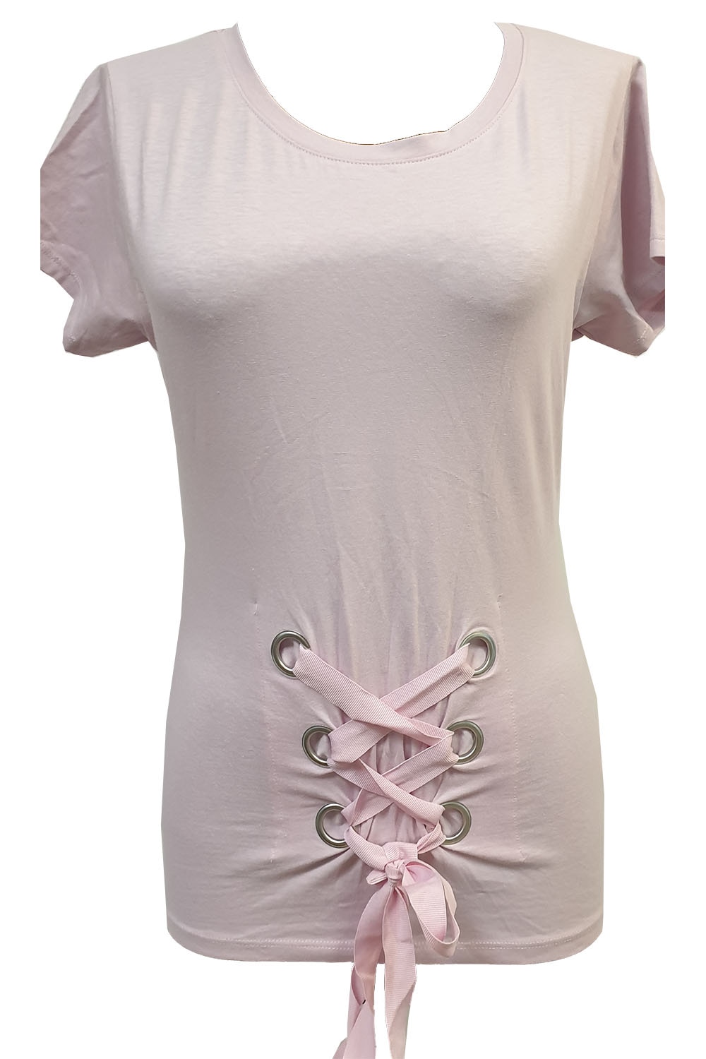 Tricou dama Tally Weijl, model cu sireturi, Roz Pudra